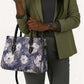 African Leopard Floral Pattern Leather Bag Nile Indigo