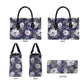 African Leopard Floral Pattern Leather Bag Nile Indigo