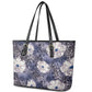 African Leopard Floral Pattern Leather Tote Bag Nile Indigo