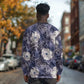 African Leopard Floral Pattern Long Sleeve Shirt Nile Indigo