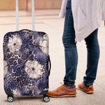 African Leopard Floral Pattern Luggage Cover Nile Indigo