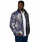 African Leopard Floral Pattern Padded Jacket Nile Indigo