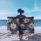 African Leopard Floral Pattern Sarong Nile Indigo