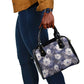African Leopard Floral Pattern Shoulder Handbag Nile Indigo