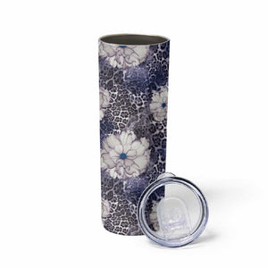 African Leopard Floral Pattern Skinny Tumbler Nile Indigo