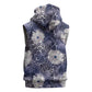 African Leopard Floral Pattern Sleeveless Hoodie Nile Indigo