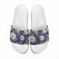 African Leopard Floral Pattern Slide Sandals Nile Indigo