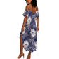 African Leopard Floral Pattern Summer Maxi Dress Nile Indigo