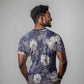 African Leopard Floral Pattern T shirt Nile Indigo