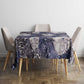 African Leopard Floral Pattern Tablecloth Nile Indigo