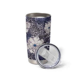 African Leopard Floral Pattern Tumbler Cup Nile Indigo