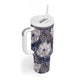 African Leopard Floral Pattern Tumbler With Handle Nile Indigo