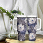 African Leopard Floral Pattern Tumbler With Handle Nile Indigo