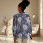 African Leopard Floral Pattern Women Casual Shirt Nile Indigo