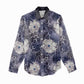 African Leopard Floral Pattern Women Casual Shirt Nile Indigo
