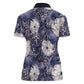 African Leopard Floral Pattern Women Polo Shirt Nile Indigo
