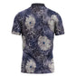 African Leopard Floral Pattern Zipper Polo Shirt Nile Indigo