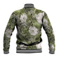 African Leopard Floral Pattern Baseball Jacket Safari Moss