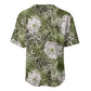 African Leopard Floral Pattern Baseball Jersey Safari Moss
