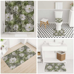 African Leopard Floral Pattern Bathroom Set Safari Moss