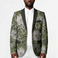 African Leopard Floral Pattern Blazer Safari Moss