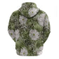 African Leopard Floral Pattern Hoodie Safari Moss