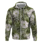 African Leopard Floral Pattern Hoodie Safari Moss