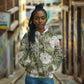 African Leopard Floral Pattern Hoodie Safari Moss