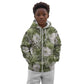 African Leopard Floral Pattern Kid Hoodie Safari Moss