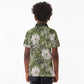 African Leopard Floral Pattern Kid Polo Shirt Safari Moss
