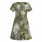 African Leopard Floral Pattern Kid Short Sleeve Dress Safari Moss