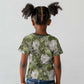 African Leopard Floral Pattern Kid T shirt Safari Moss