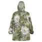 African Leopard Floral Pattern Kid Wearable Blanket Hoodie Safari Moss