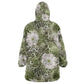 African Leopard Floral Pattern Kid Wearable Blanket Hoodie Safari Moss