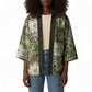 African Leopard Floral Pattern Kimono Safari Moss