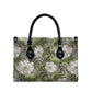 African Leopard Floral Pattern Leather Bag Safari Moss