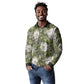 African Leopard Floral Pattern Long Sleeve Polo Shirt Safari Moss