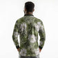 African Leopard Floral Pattern Long Sleeve Polo Shirt Safari Moss
