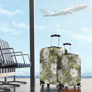 African Leopard Floral Pattern Luggage Cover Safari Moss