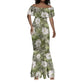 African Leopard Floral Pattern Mermaid Dress Safari Moss