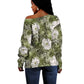 African Leopard Floral Pattern Off Shoulder Sweater Safari Moss