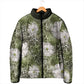 African Leopard Floral Pattern Padded Jacket Safari Moss