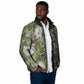 African Leopard Floral Pattern Padded Jacket Safari Moss
