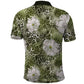 African Leopard Floral Pattern Polo Shirt Safari Moss