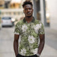 African Leopard Floral Pattern Polo Shirt Safari Moss