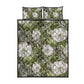 African Leopard Floral Pattern Quilt Bed Set Safari Moss