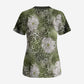 African Leopard Floral Pattern Scrub Top Safari Moss