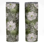 African Leopard Floral Pattern Skinny Tumbler Safari Moss