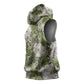 African Leopard Floral Pattern Sleeveless Hoodie Safari Moss