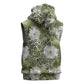 African Leopard Floral Pattern Sleeveless Zip Hoodie Safari Moss